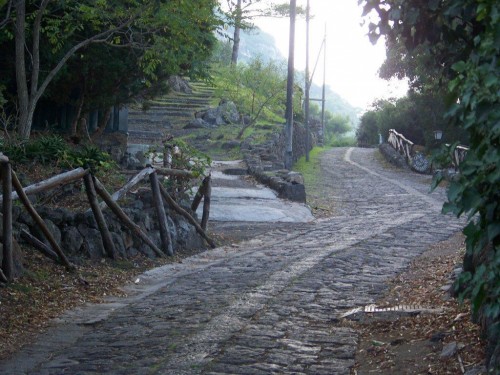 100_8875_Beau chemin de pavés de lave, à gauche le chemin qui monte au plus haut point de l'île.jpg